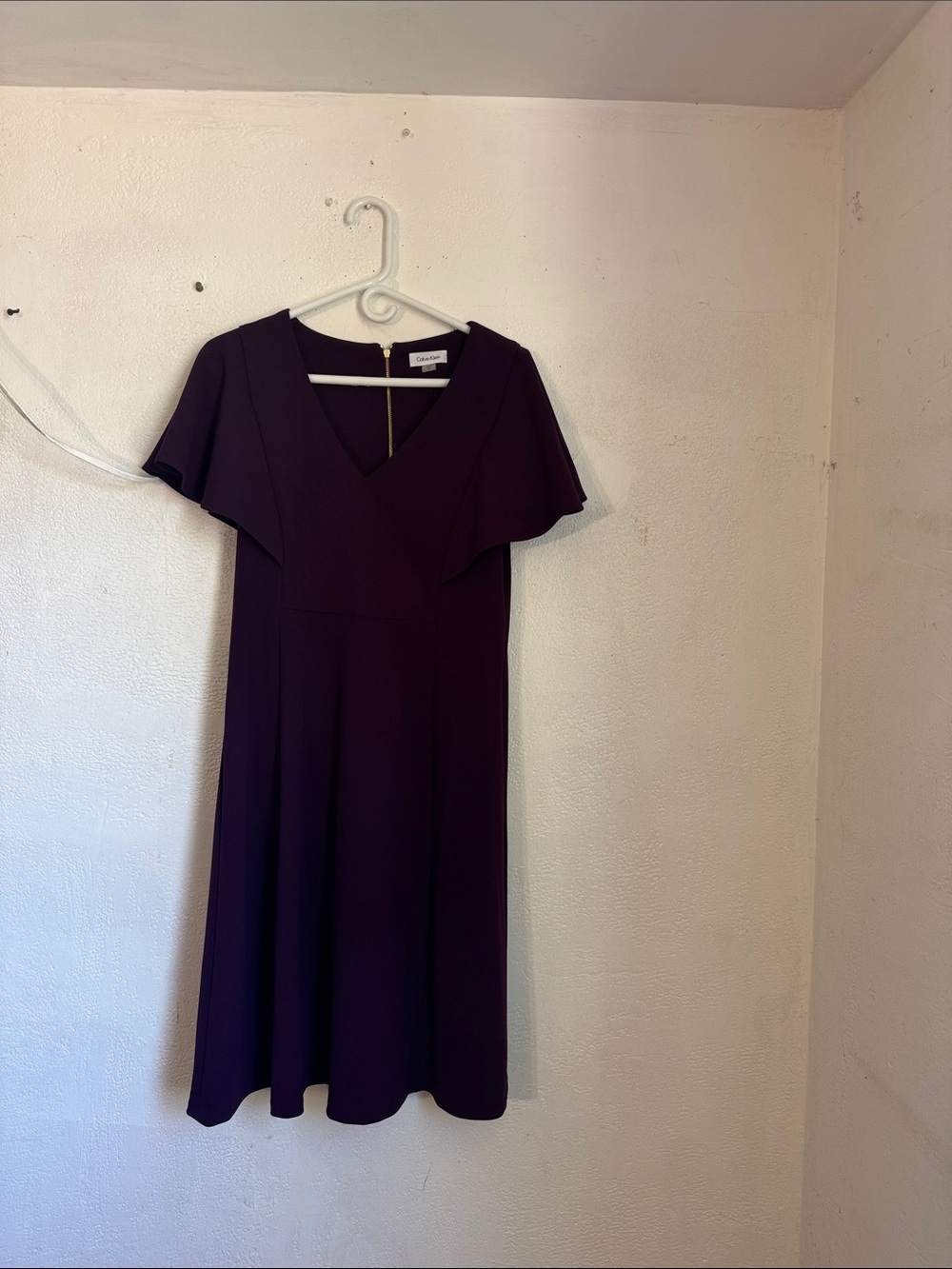Calvin Klein Deep Purple V-Neck Midi Dress size 10